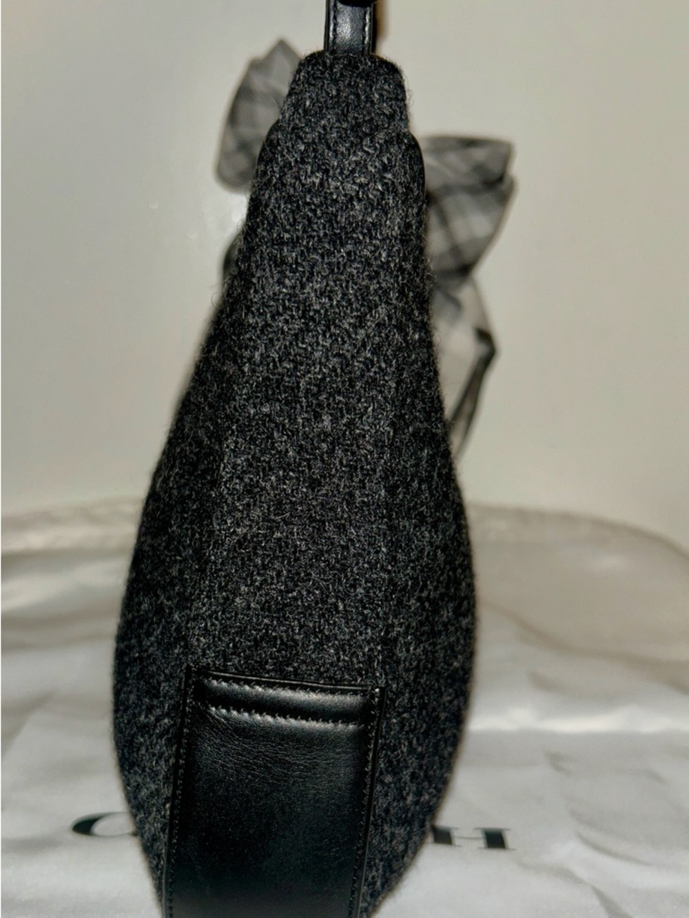 Vintage COACH Bag Hobo Mini Small Black Gray Legacy West Wool Shoulder
Bag - Picture 3 of 10